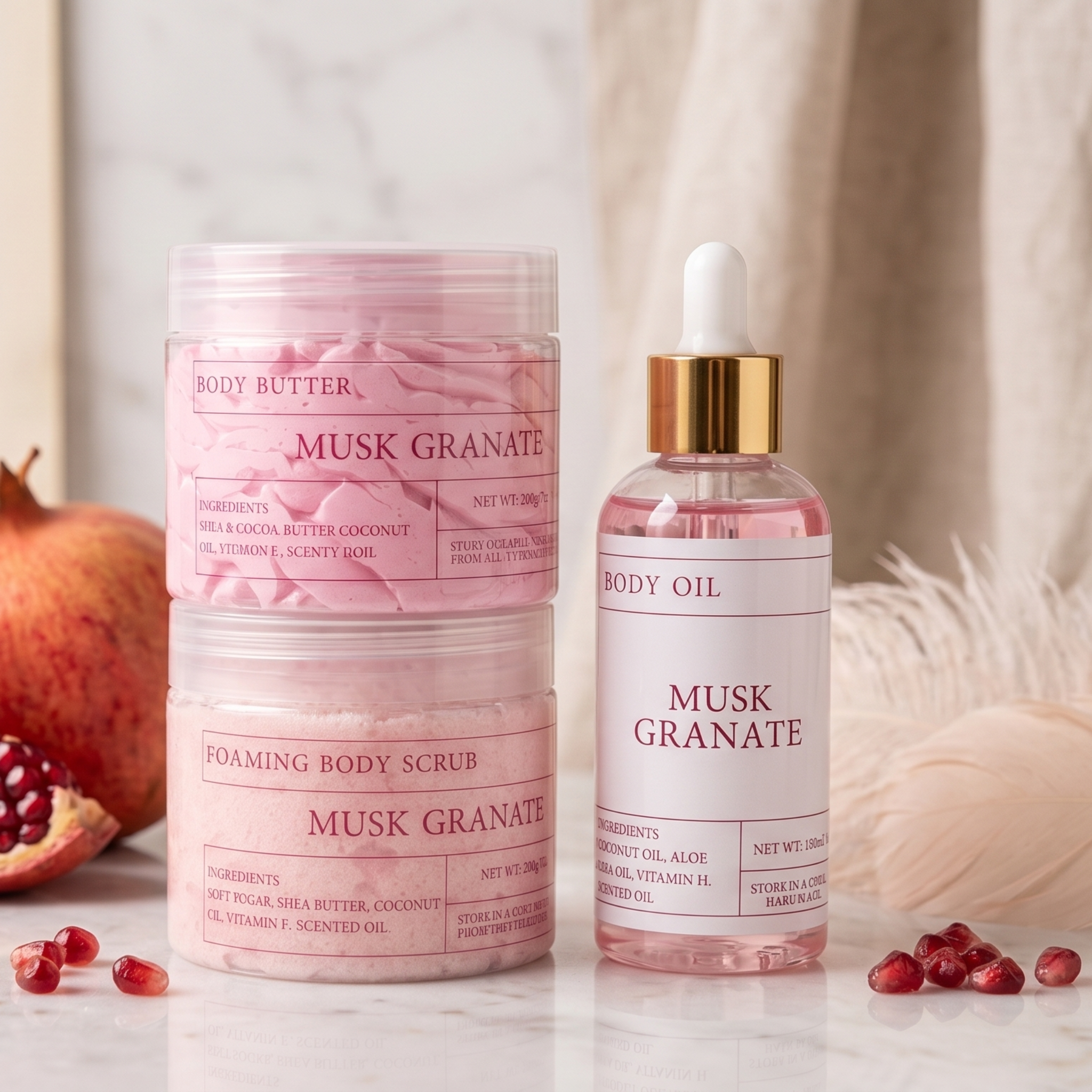 Musk Granate Full Ritual Bundle — Scrub, Body Butter & Body Oil